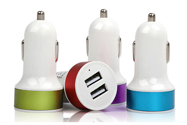 Mobile phone and tablet car charger with 2 usb ports