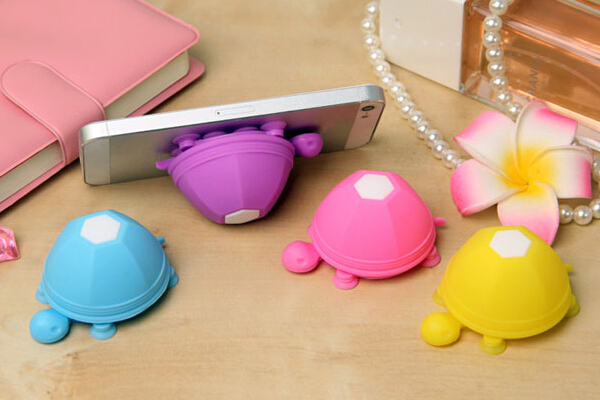 Silicone Tortoise mobile phone holder and cable tidy