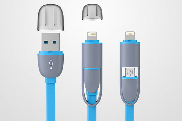 Popular 2 in 1 USB  cable for Apple and Samsung phones
