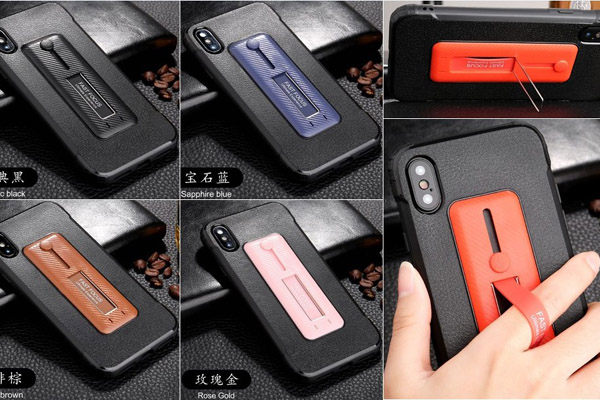 Leather skin TPU cover with flexible finger ring 