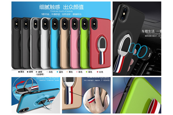 iPhone X hybrid case with flexible finger ring