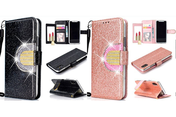 Bling wallet case with mirror
